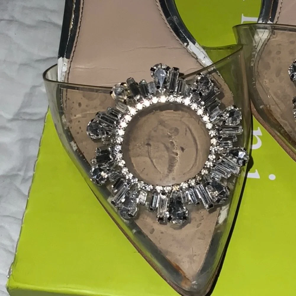 Gianni Bini Vailie Ankle Strap Pointy Flat SZ 8 in Clear PVC - Picture 3 of 16